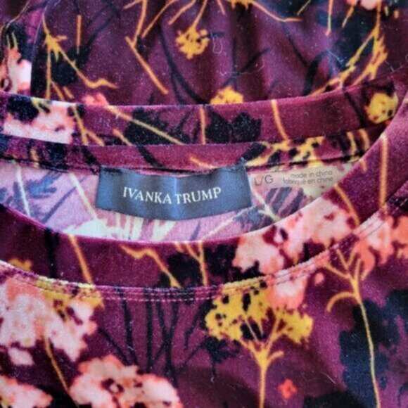 IVANKA TRUMP floral Print Velvet Top Sz Large - Picture 5 of 5